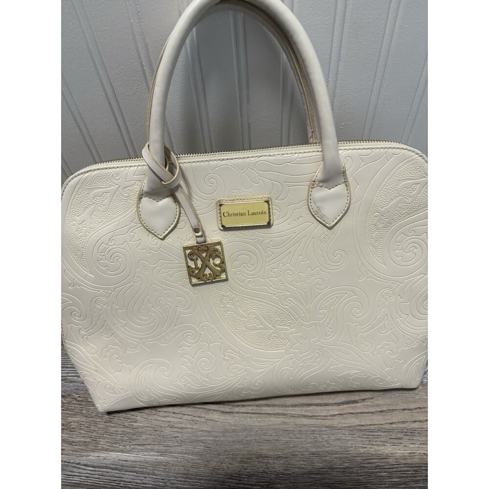 Christian Lacroix embossed Cream Bag